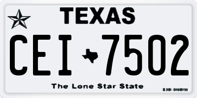 TX license plate CEI7502