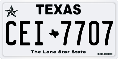 TX license plate CEI7707