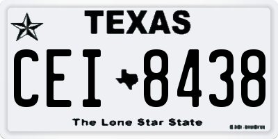 TX license plate CEI8438