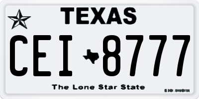 TX license plate CEI8777