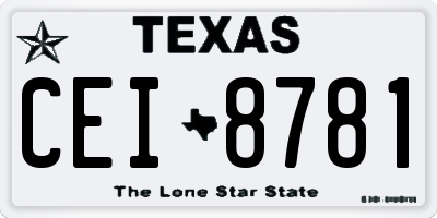 TX license plate CEI8781