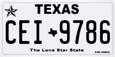 TX license plate CEI9786
