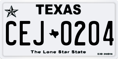 TX license plate CEJ0204
