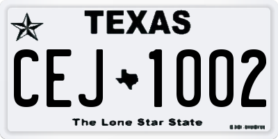 TX license plate CEJ1002
