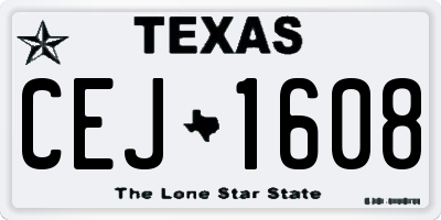 TX license plate CEJ1608
