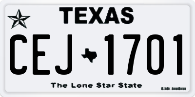 TX license plate CEJ1701