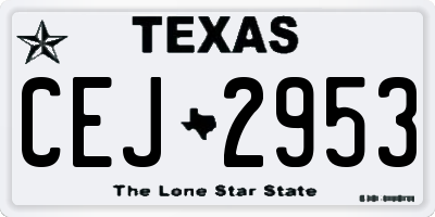 TX license plate CEJ2953