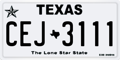 TX license plate CEJ3111