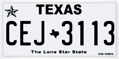 TX license plate CEJ3113