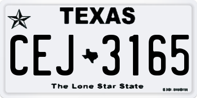 TX license plate CEJ3165