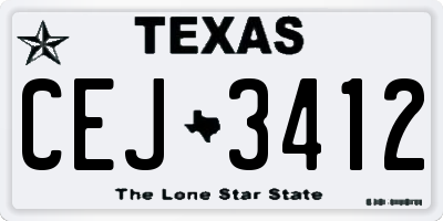 TX license plate CEJ3412