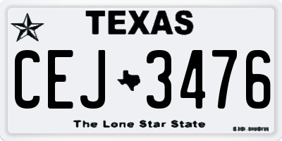 TX license plate CEJ3476