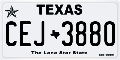 TX license plate CEJ3880