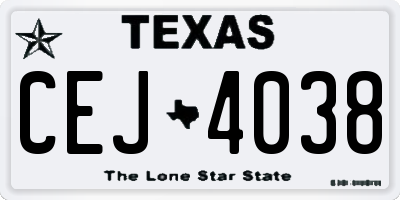 TX license plate CEJ4038