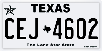 TX license plate CEJ4602