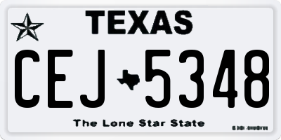 TX license plate CEJ5348