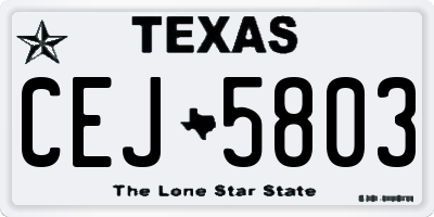 TX license plate CEJ5803