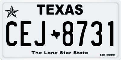 TX license plate CEJ8731