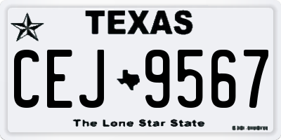 TX license plate CEJ9567