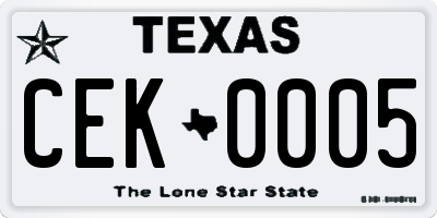 TX license plate CEK0005