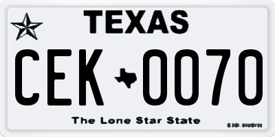 TX license plate CEK0070