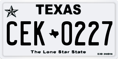 TX license plate CEK0227