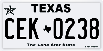 TX license plate CEK0238