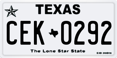 TX license plate CEK0292