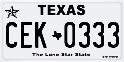 TX license plate CEK0333