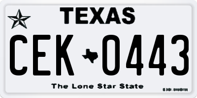 TX license plate CEK0443