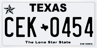 TX license plate CEK0454