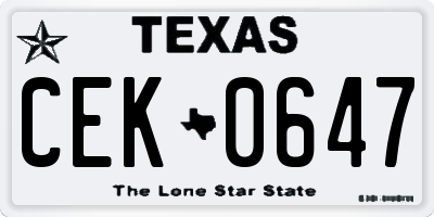 TX license plate CEK0647