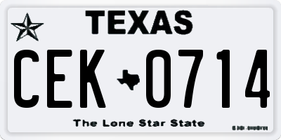 TX license plate CEK0714