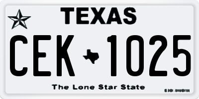 TX license plate CEK1025