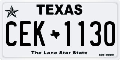 TX license plate CEK1130