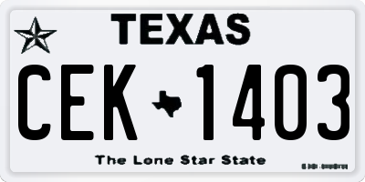 TX license plate CEK1403