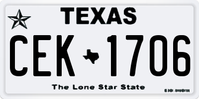TX license plate CEK1706