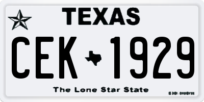TX license plate CEK1929