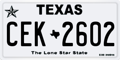 TX license plate CEK2602