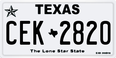 TX license plate CEK2820