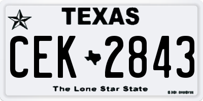 TX license plate CEK2843