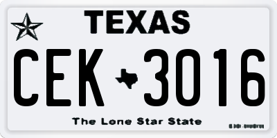 TX license plate CEK3016