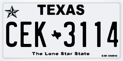 TX license plate CEK3114