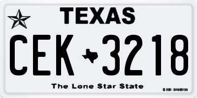 TX license plate CEK3218