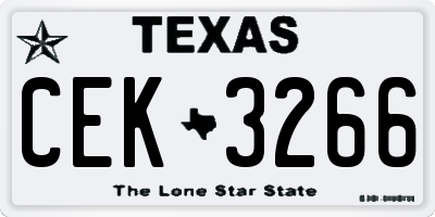 TX license plate CEK3266