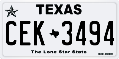 TX license plate CEK3494