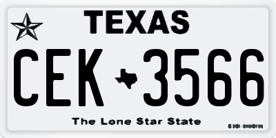 TX license plate CEK3566