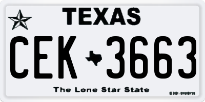 TX license plate CEK3663