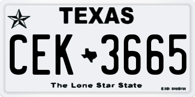 TX license plate CEK3665