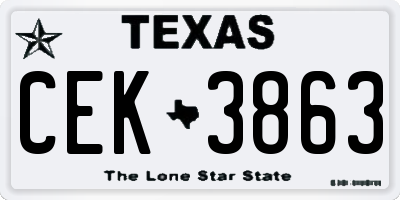 TX license plate CEK3863